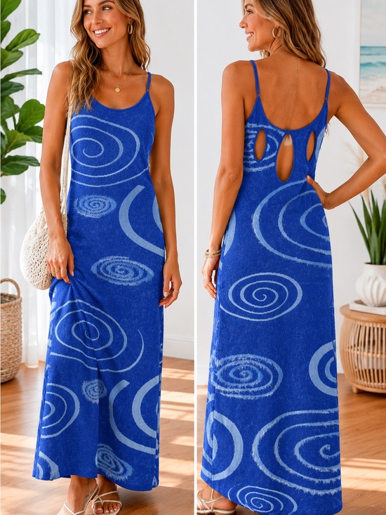 House of Sunny Dresses & Skirts - House of Sunny Blue Spiral Maxi Dress